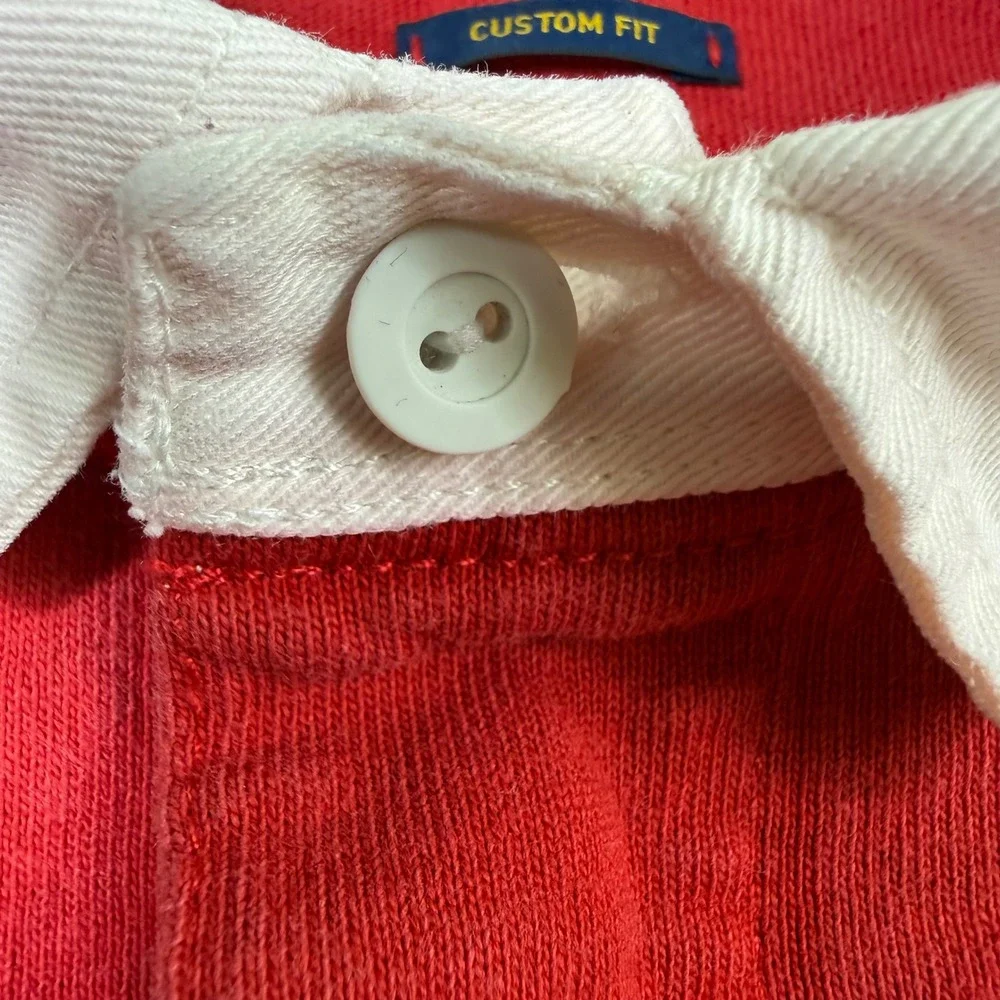 Polo Ralph Lauren Rugby Shirt Mens Large Red Custom Fit 67 Patch Long Sleeve